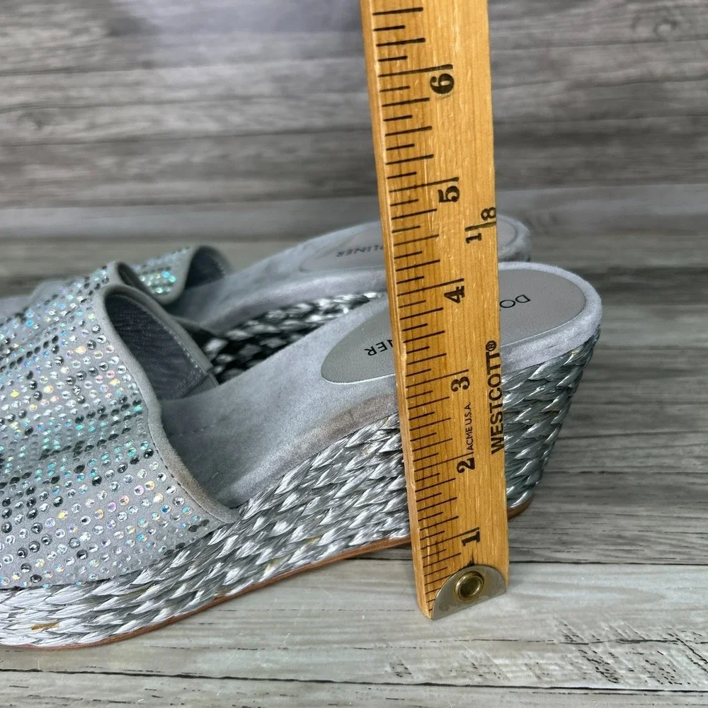 Donald J Pliner Frida SP Rhinestone Espadrille Wedge Slide Sandals 8M